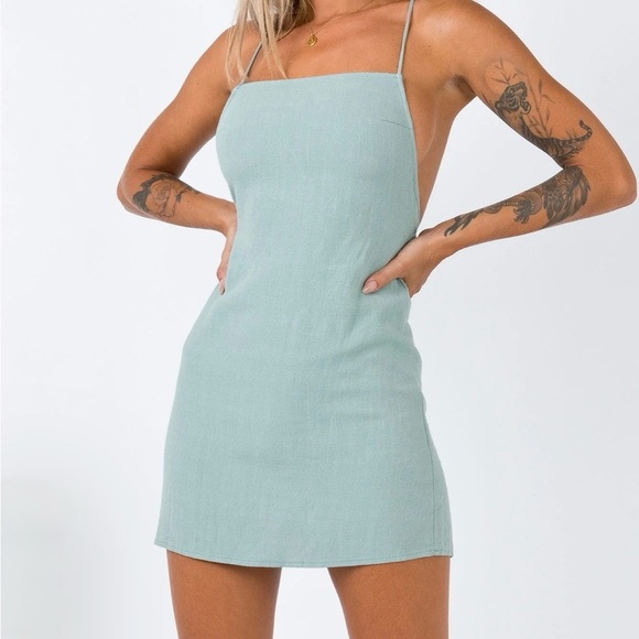 Princess Polly Sinclair Mini Dress Sage Green Size 0 US 4 AU NWT - Picture 5 of 5